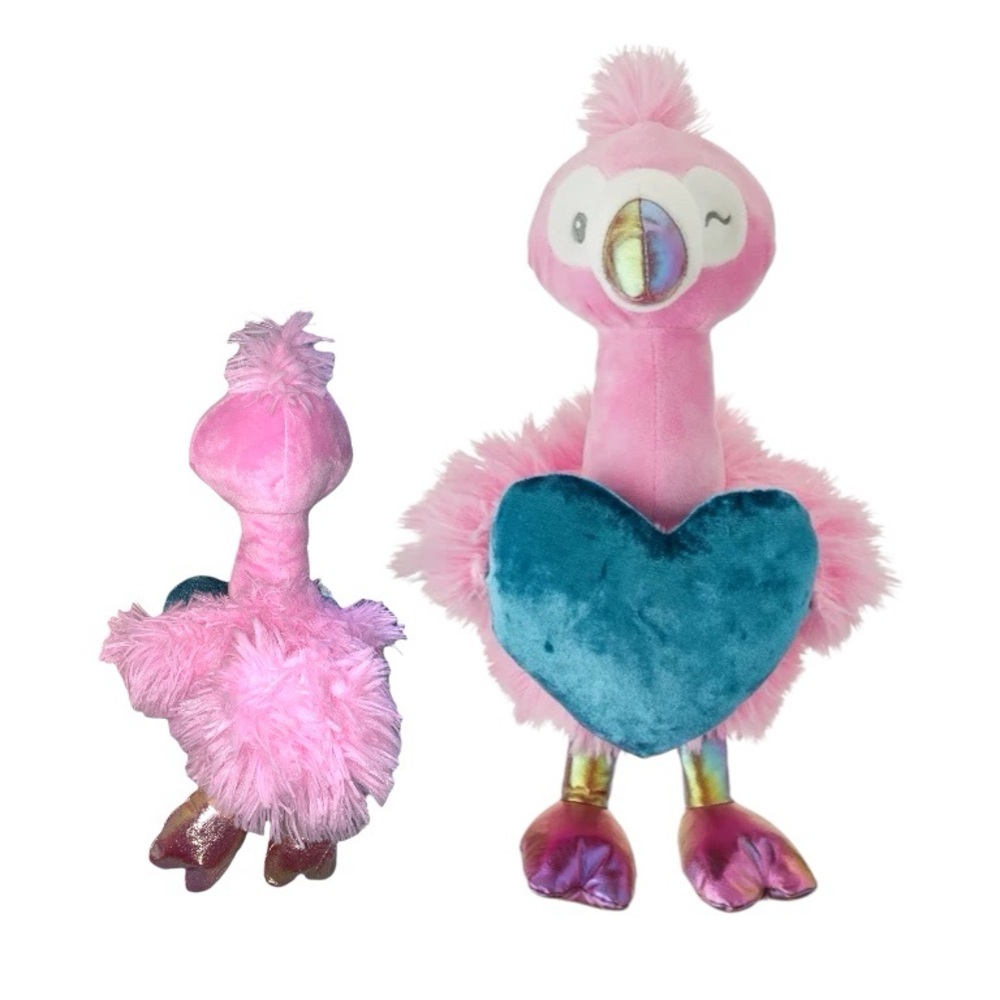 Pink Flamingo With Blue Heart 17” Plush